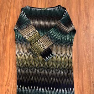 Blue & Green Poly-blend Dress